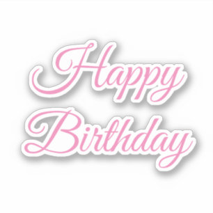 Sticker Joyeux Anniversaire rose Couleur personnalisée Cou
