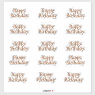 Sticker Joyeux anniversaire rose en or style ballon texte