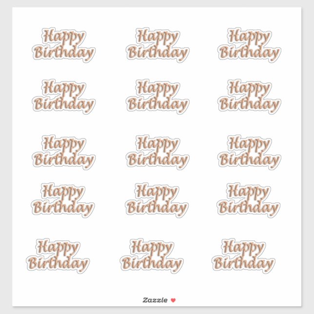 Sticker Joyeux anniversaire rose en or style ballon texte (Feuille)