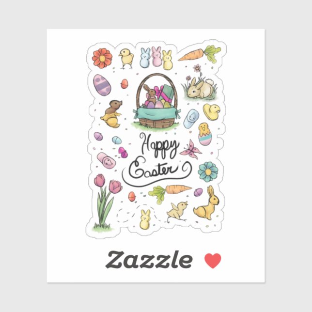 Sticker Joyeux art de Pâques (Feuille)