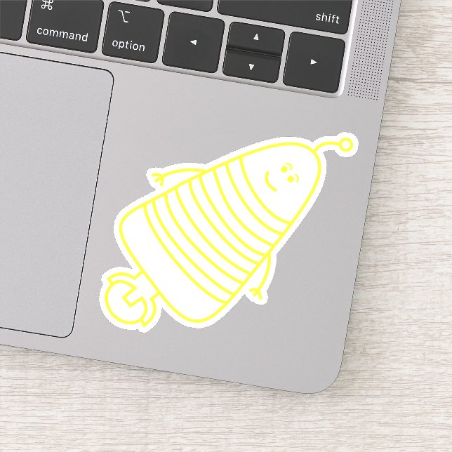 Sticker joyeux bâton robotique jaune (Détail)