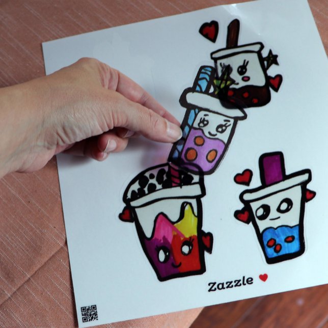 Sticker Joyeux Boba Tea Bubble Teas Bobas Kawaii (Créateur téléchargé)