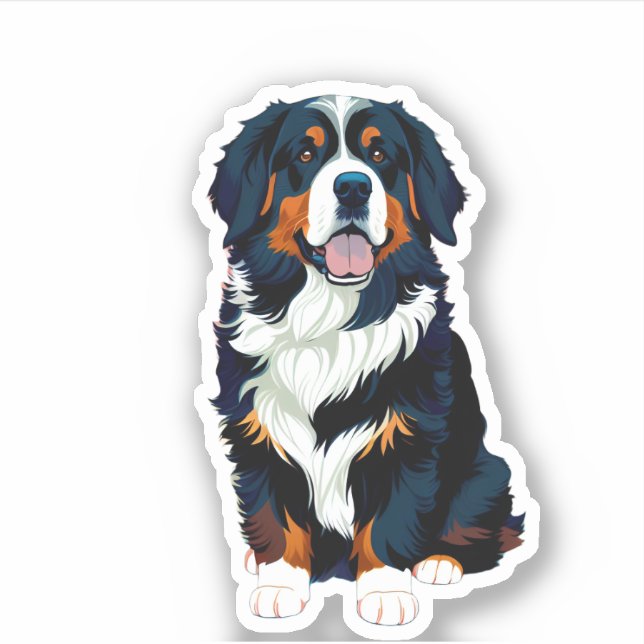 Sticker Joyeux chien de montagne bernois (Devant)