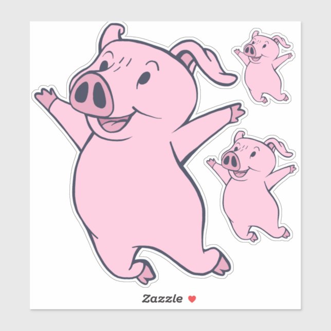 Sticker Joyeux Cochon rose Sauter Thunder_Cove (Feuille)