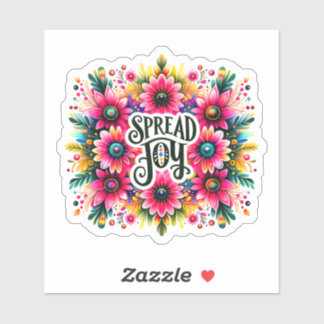 Sticker Joyeux design floral coloré
