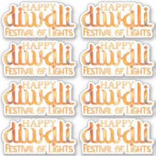 Sticker Joyeux Diwali Festival des lumières Orange Deepava