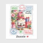Sticker Joyeux Elf Christmas<br><div class="desc">Un elfe gai dans un casquette rose tient une tasse,  entouré de cadeaux colorés et d'un sapin de Noël décoré. Doté de timbres ludiques et de messages festifs,  cet autocollant de vacances reflète l'esprit de l'atelier de Père Noël et la joie de la saison.</div>