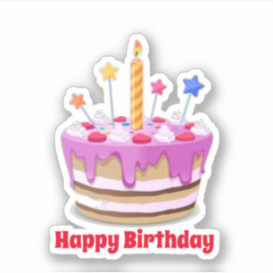 Sticker Joyeux gâteau d'anniversaire