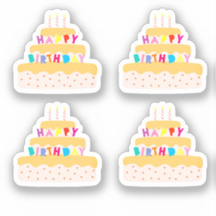 Sticker Joyeux gâteau de trois niveaux anniversaire