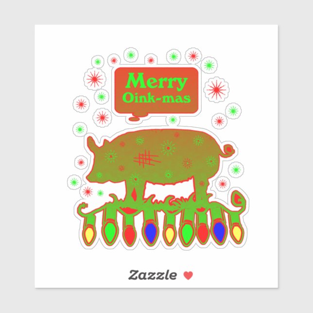 Sticker Joyeux groin Noël (Feuille)