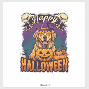 Sticker Joyeux Halloween Chapeau de Sorcière Citrouille Re