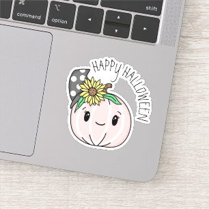 Sticker Joyeux Halloween   Citrouille rose et Pois