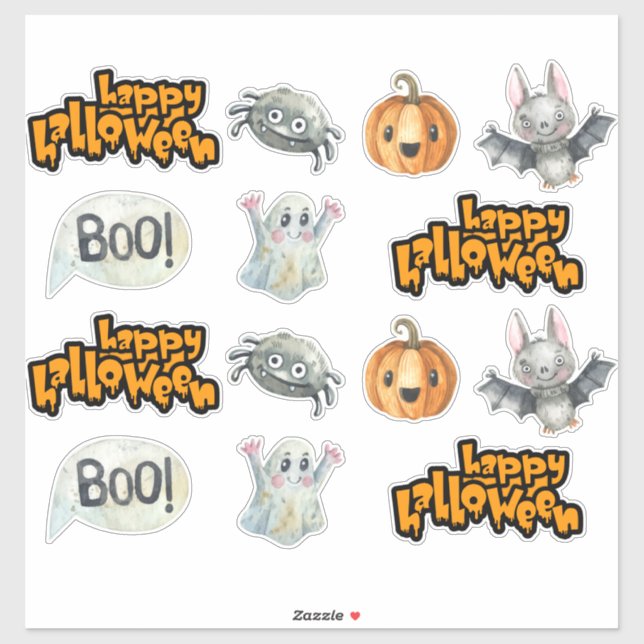 Sticker Joyeux Halloween Ensemble d'autocollants effrayant (Feuille)