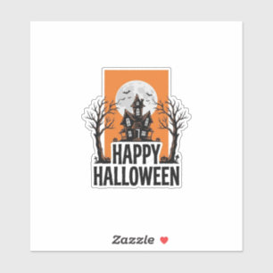 Sticker Joyeux Halloween Maison Hantée Graphique Vintage_1