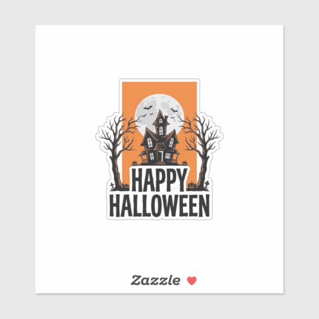 Sticker Joyeux Halloween Maison Hantée Graphique Vintage_1 (Feuille)