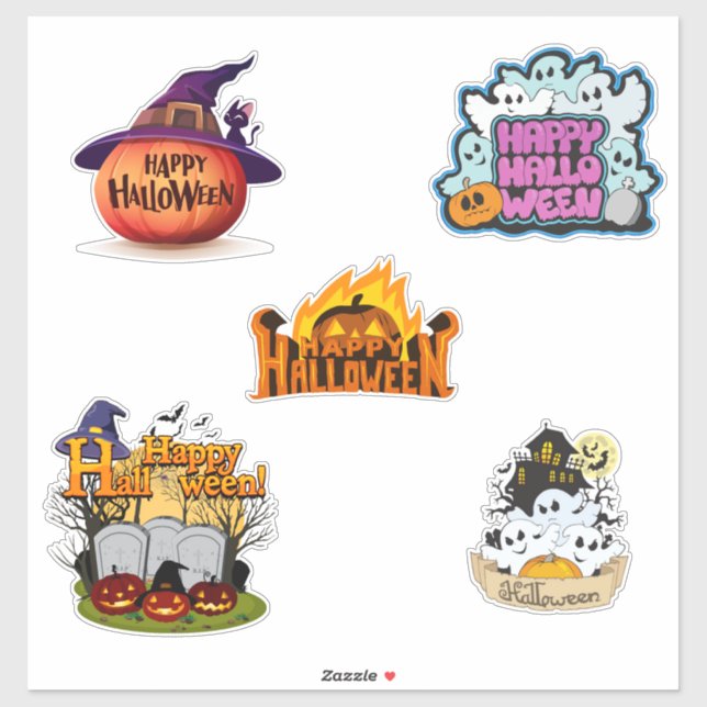 Sticker Joyeux Halloween mignon  (Feuille)