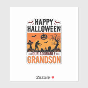 Sticker Joyeux Halloween Petit-Fils Vintage Chemise Épouva
