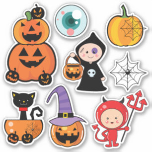 Sticker Joyeux Halloween Tic ou traitement mignon
