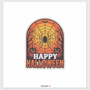 Sticker Joyeux Halloween Toile d'araignée Gravure Vintage