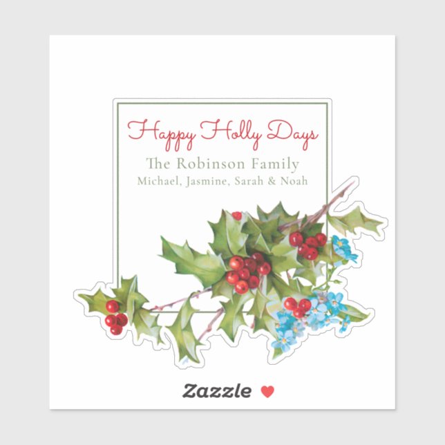 Sticker Joyeux Holly Days Holly & Oubliez-moi Nots (Feuille)