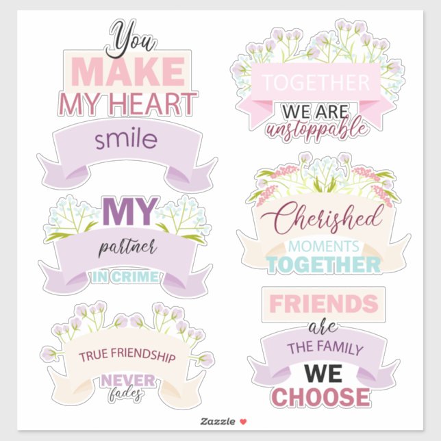 Sticker Joyeux jour d'amitié Citation (Feuille)