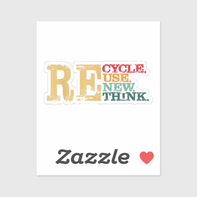 Sticker Joyeux Jour des terres Recycle Réutiliser Renouvel (Feuille)