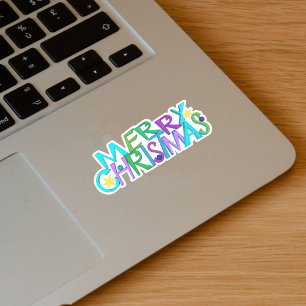 Sticker Joyeux Joyeux Texte de Noël aux étoiles