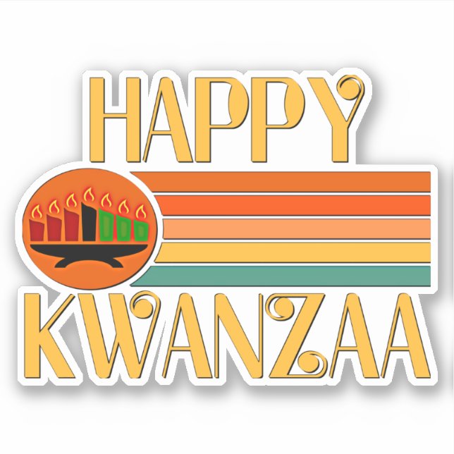 Sticker Joyeux Kwanzaa 7 bougies, Kiss Cut (Devant)