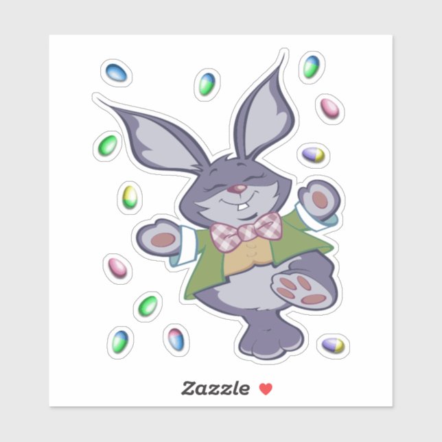Sticker Joyeux Lapin Aux Oeufs (Feuille)