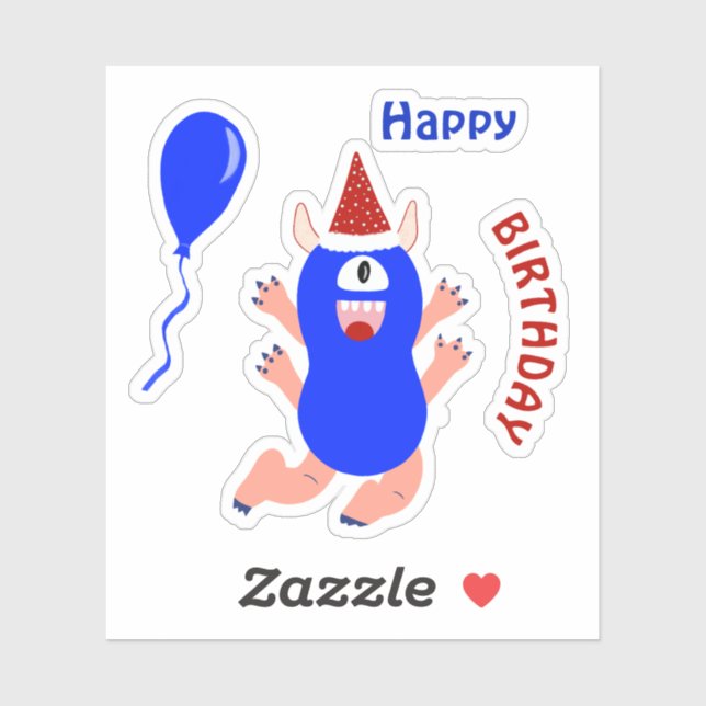 Sticker Joyeux monstre bleu (Feuille)