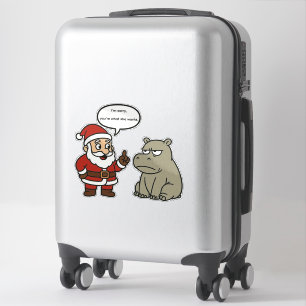 Sticker Joyeux Noël avec un Père Noël et un hippopotame mi