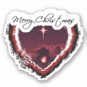 Sticker Joyeux Noël coeur natvité