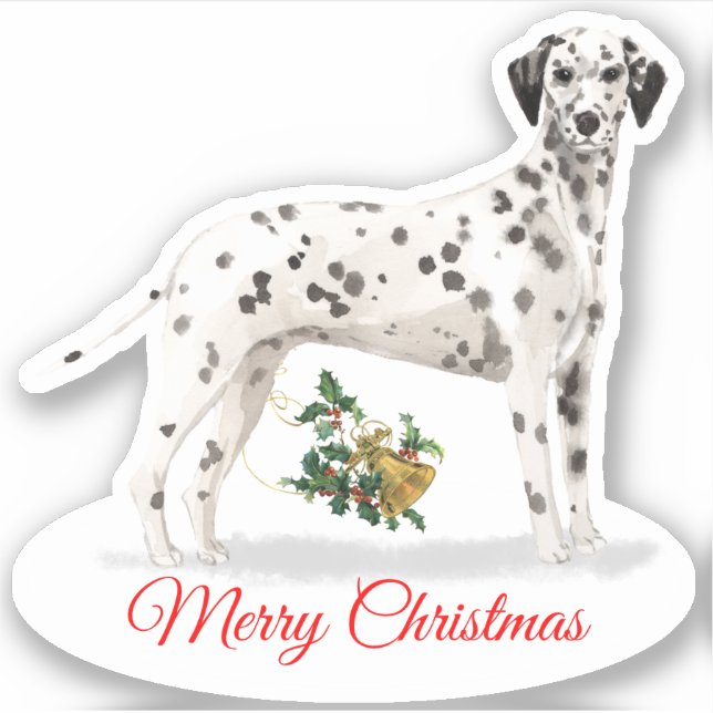Sticker Joyeux Noël Dalmatien Custom-Cut Vinyl (Devant)