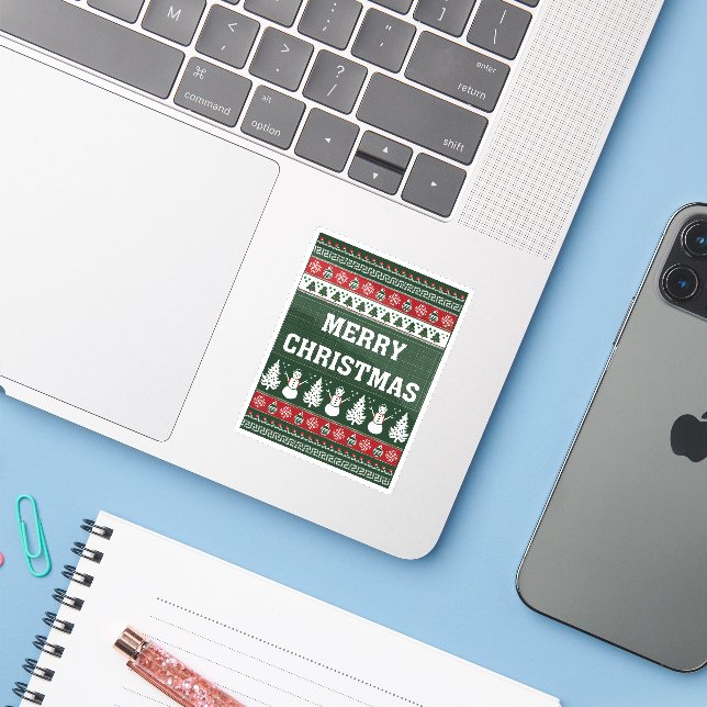 Sticker Joyeux Noël élégant et stylé (Ordinateur portable avec iPhone)