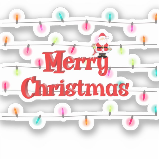 Sticker Joyeux Noël Festif Lumières de vacances avec Père  (Recto)