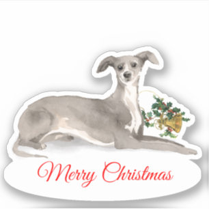 Sticker Joyeux Noël Italien Greyhound Custom-Cut Vinyl