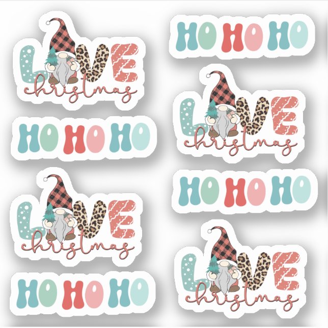 Sticker Joyeux Noël mignon empreinte de léopard bleu rouge (Devant)