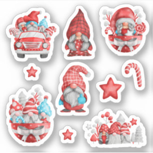 Sticker Joyeux Noël mignonne Gnome pour les enfants Bleu R