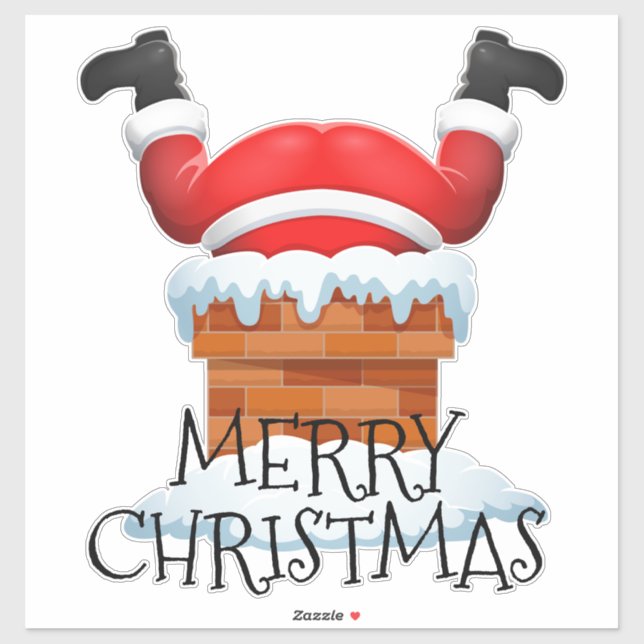 Sticker Joyeux Noël Père Noël à Chimney (Feuille)