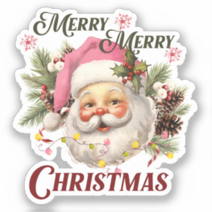 Sticker Joyeux Noël - Père Noël rose