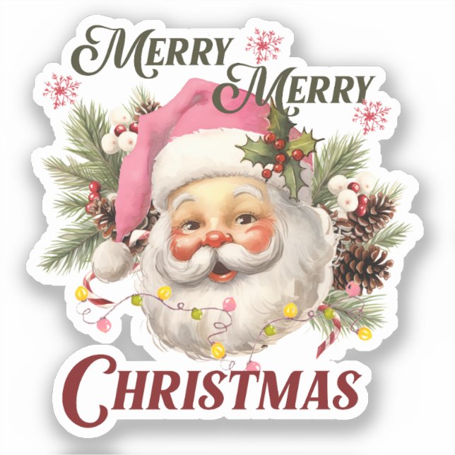 Sticker Joyeux Noël - Père Noël rose (Recto)