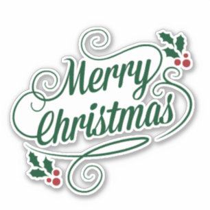 Sticker Joyeux Noël pétillant et texte vert brillant