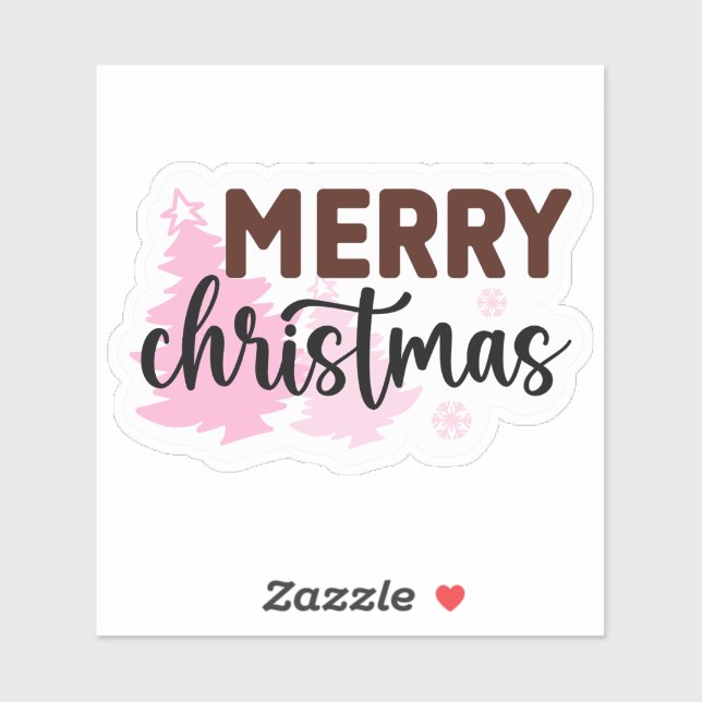 Sticker Joyeux Noël Pink Tree Holiday (Feuille)