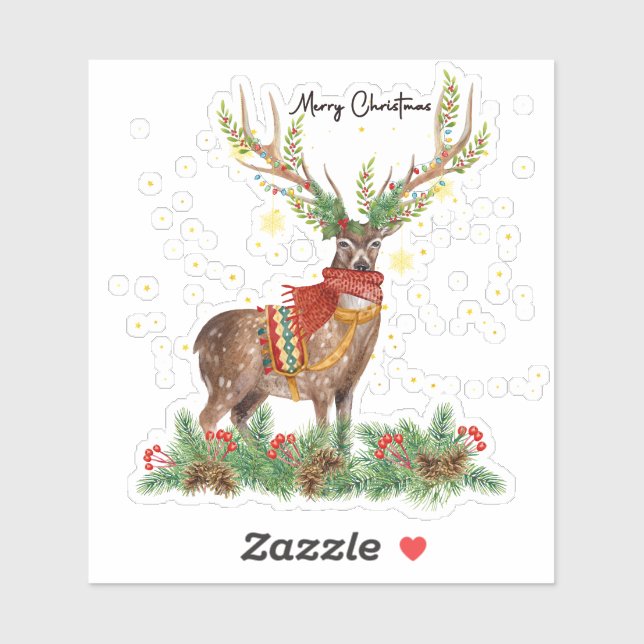 Sticker Joyeux Noël Renne (Feuille)