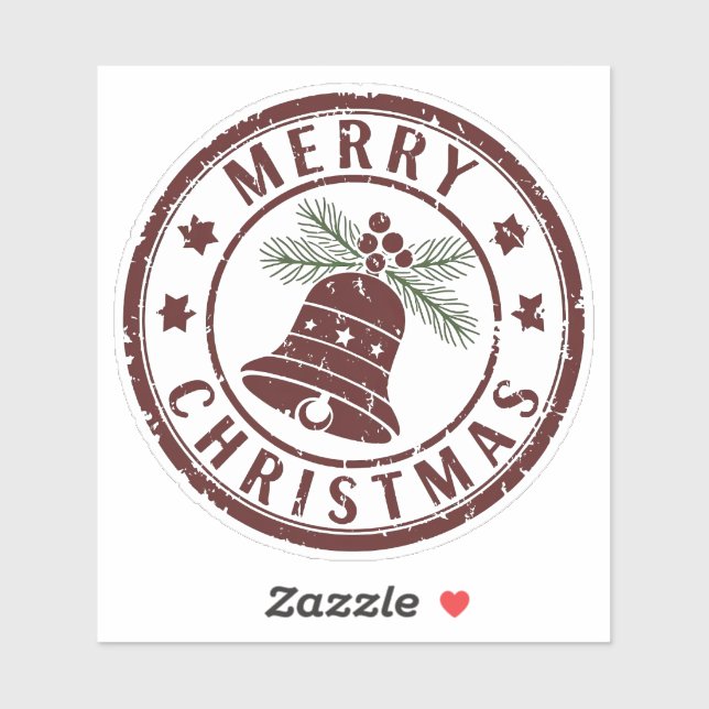 Sticker Joyeux Noël vintage Design de timbre (Feuille)