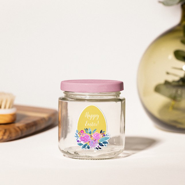 Sticker Joyeux oeuf de Pâques rustique plaid à l'orange (Créateur téléchargé)