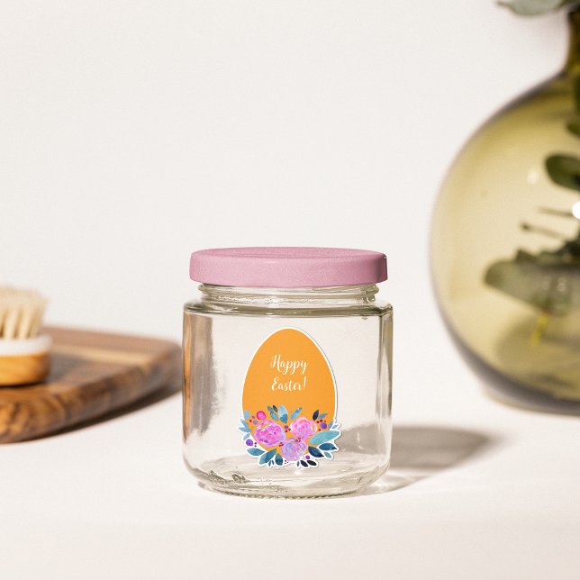 Sticker Joyeux oeuf floral de Pâques aquarelle (Créateur téléchargé)