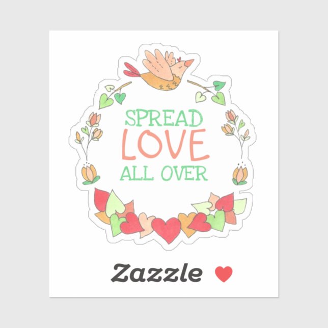 Sticker Joyeux Oiseau Volant Étaler L'Amour Sur Une Belle  (Feuille)