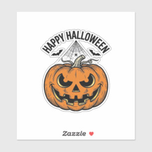 Sticker Joyeux visage de citrouille d'Halloween Création v