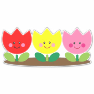 Sticker Joyeux visage Tulip Fleurs Jardin art